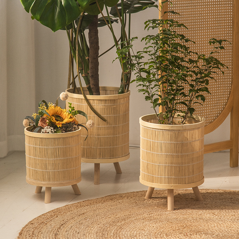 Indoor Simple Rattan Woven Storage Flower Plants Stand - Image 2