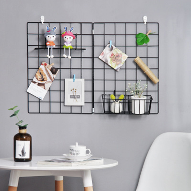 Ins Home Wall Decoration Iron Grid Decor DIY Hanging Rack - Image 2