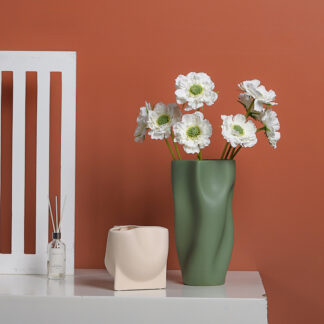 Irregular Shapes Green Ceramic Flower Vases Home Decorations