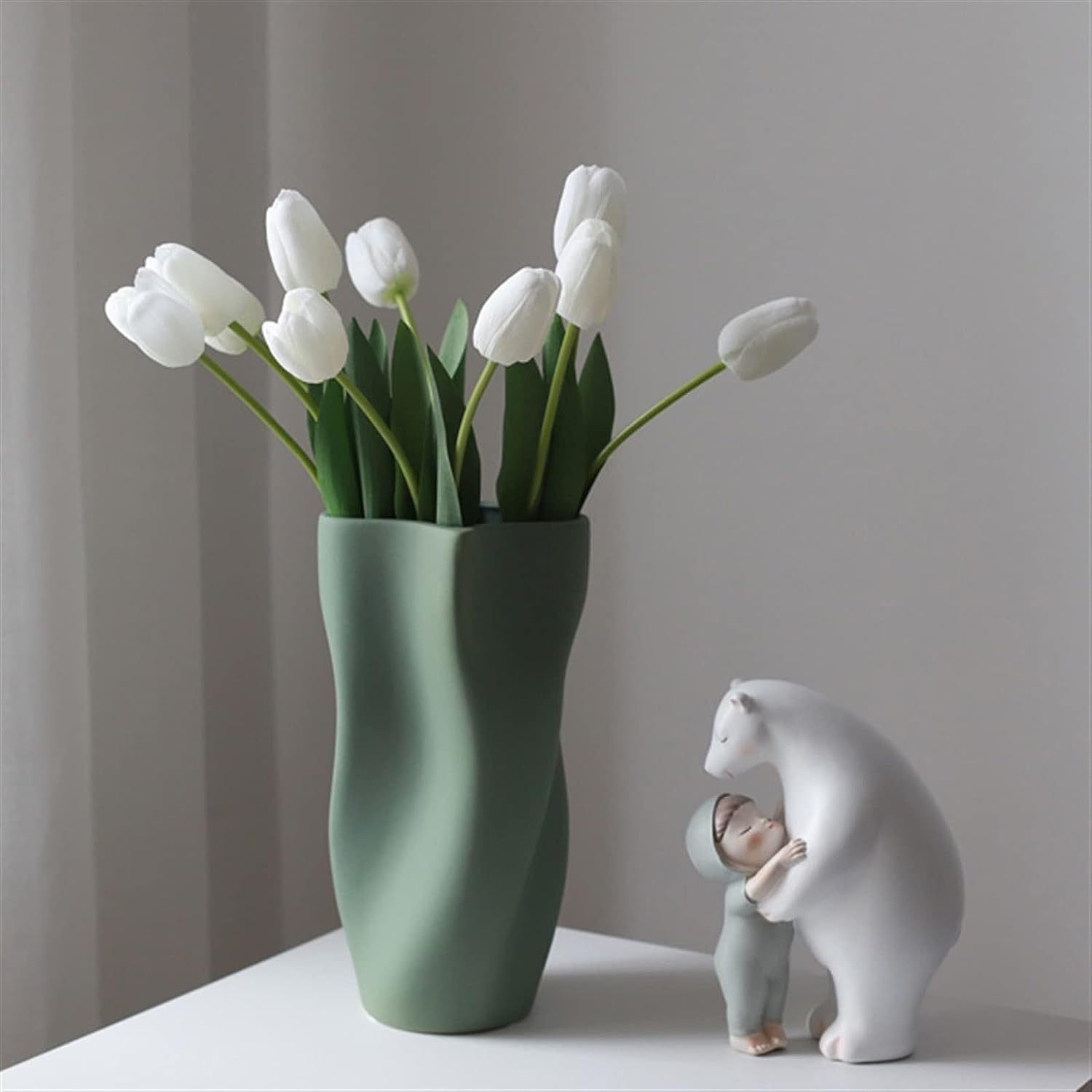 Irregular Shapes Green Ceramic Flower Vases Home Decorations - Image 2