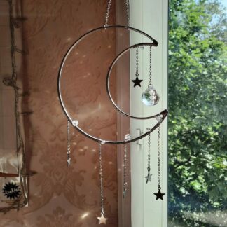 Large Crystal Silver Plated Moon Suncatcher