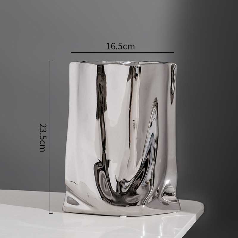 Luxury Electroplating Silver Ceramic Floral Vase - Image 4