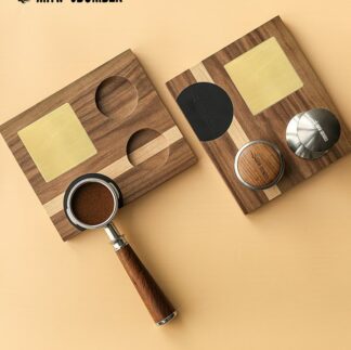 Vintage Wood Coffee Tamping Station Protafilter Holder