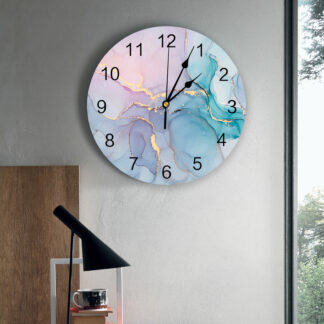 Modern Design Marble Turquoise Pink Wall Clock Living Room Decoration