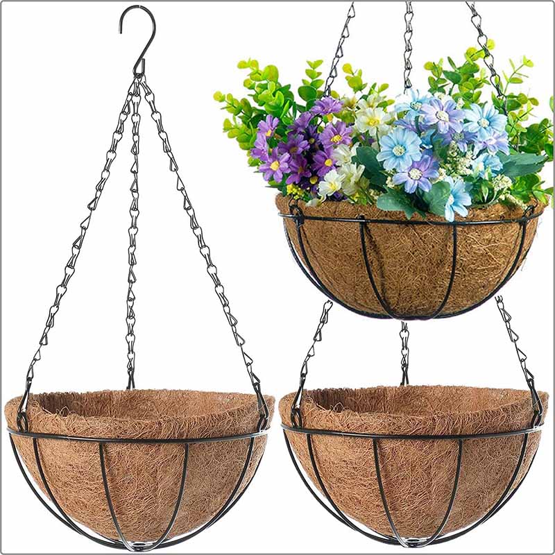 Metal Hanging Basket For Plants Flower Garden Pot - Image 4