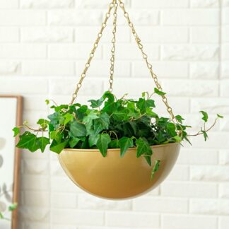 Modern Round Metal Hanging Flower Basket with Chain For Garden Balcony Decoration