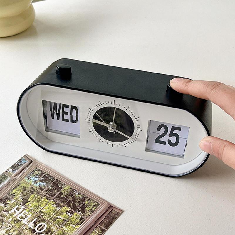 New Creative Fun Flip Mechanical Alarm Clock Digital Calendar Clocks - Image 2
