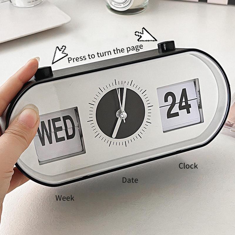 New Creative Fun Flip Mechanical Alarm Clock Digital Calendar Clocks - Image 3