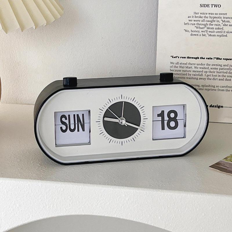 New Creative Fun Flip Mechanical Alarm Clock Digital Calendar Clocks