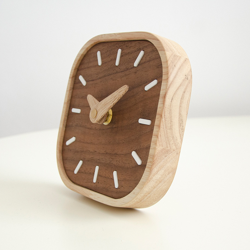 Nordic Minimalist Walnut Solid Wood Quiet Desk Clock - Image 2