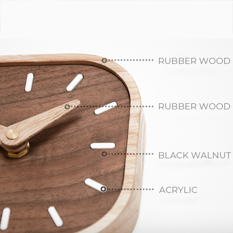 Nordic Minimalist Walnut Solid Wood Quiet Desk Clock - Image 6