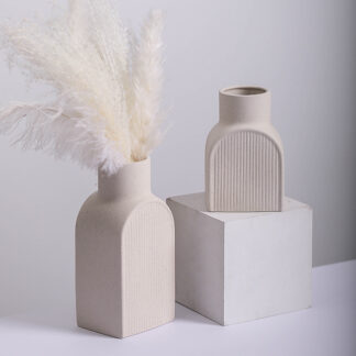 Nordic Style White Ceramic Vase Home Decoration, 2PCS/Set