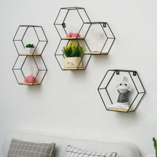 Nordic Wall Mounted Floating Hexagon Shelf