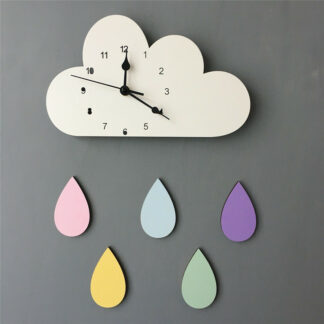 Nordic Wooden Cloud Raindrop Shaped Wall Clock