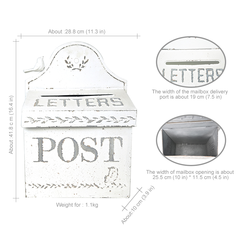 Outdoor Garden Retro Wall Mounted Metal Mailbox Decorative - Image 7