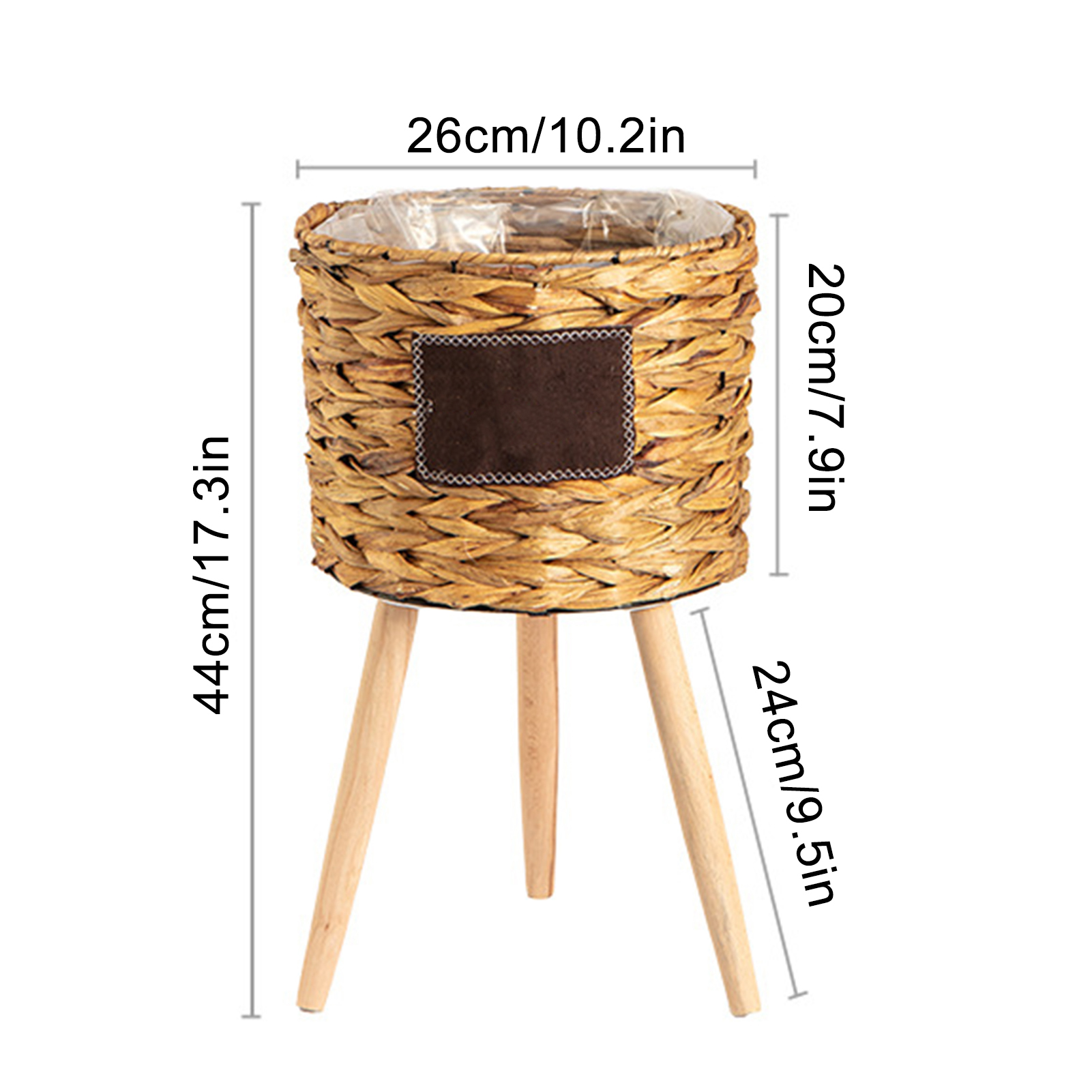 Flower Pot Basket Plants Stand With Removable Wood Legs For Indoor Gadern - Image 9