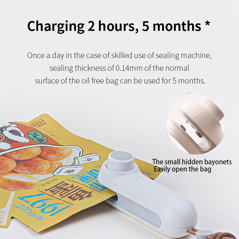 Portable Thermal Plastic Bag Sealer Household With Blade Heat Bag Sealing Machine USB Charging Kitchen Magnet Mini Heat Sealer - Image 2