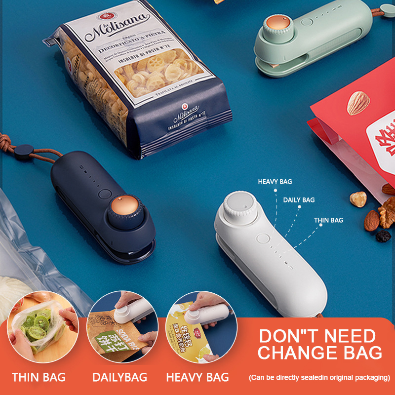 Portable Thermal Plastic Bag Sealer Household With Blade Heat Bag Sealing Machine USB Charging Kitchen Magnet Mini Heat Sealer - Image 3