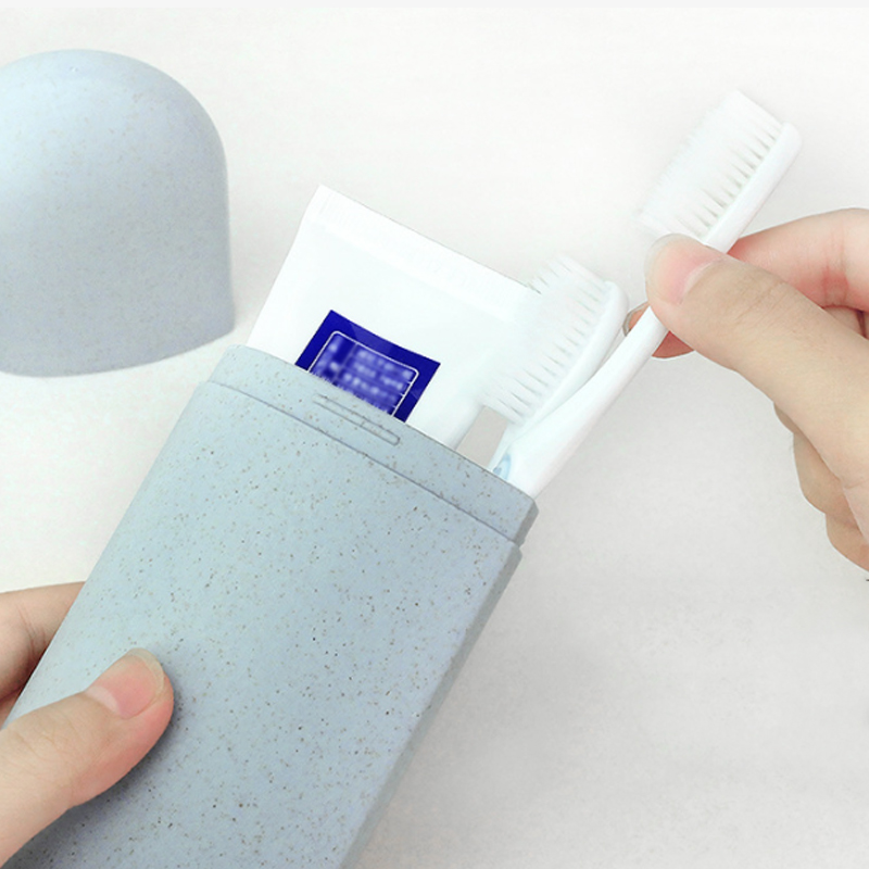 Portable Toothbrush Case Eco Wheat Straw Toothbrush Toothpaste Organizer - Image 3