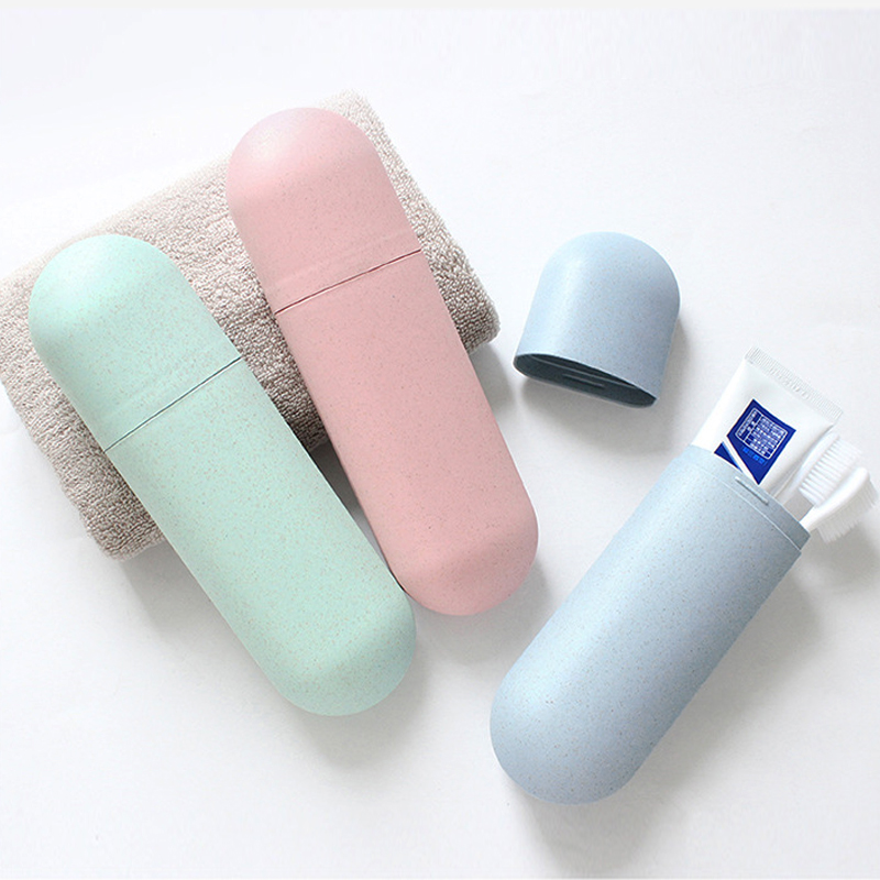 Portable Toothbrush Case Eco Wheat Straw Toothbrush Toothpaste Organizer