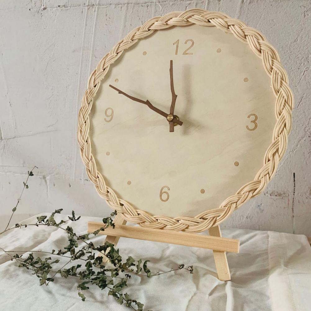 European Style Rattan Round Silent Wall Clock Non-Ticking Operated Clock - Image 3