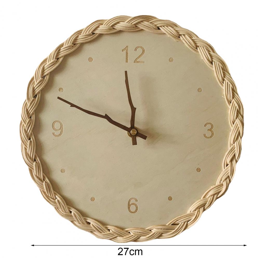 European Style Rattan Round Silent Wall Clock Non-Ticking Operated Clock - Image 6
