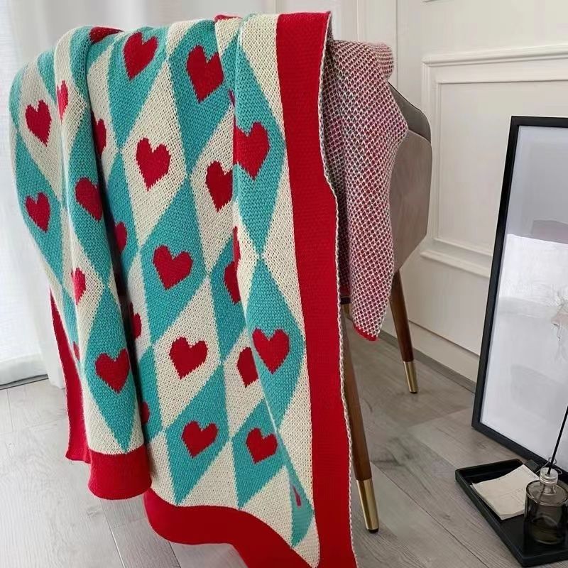 Wonderland Love Heart Knitted Throw Blanket Sofa Cover - Image 3
