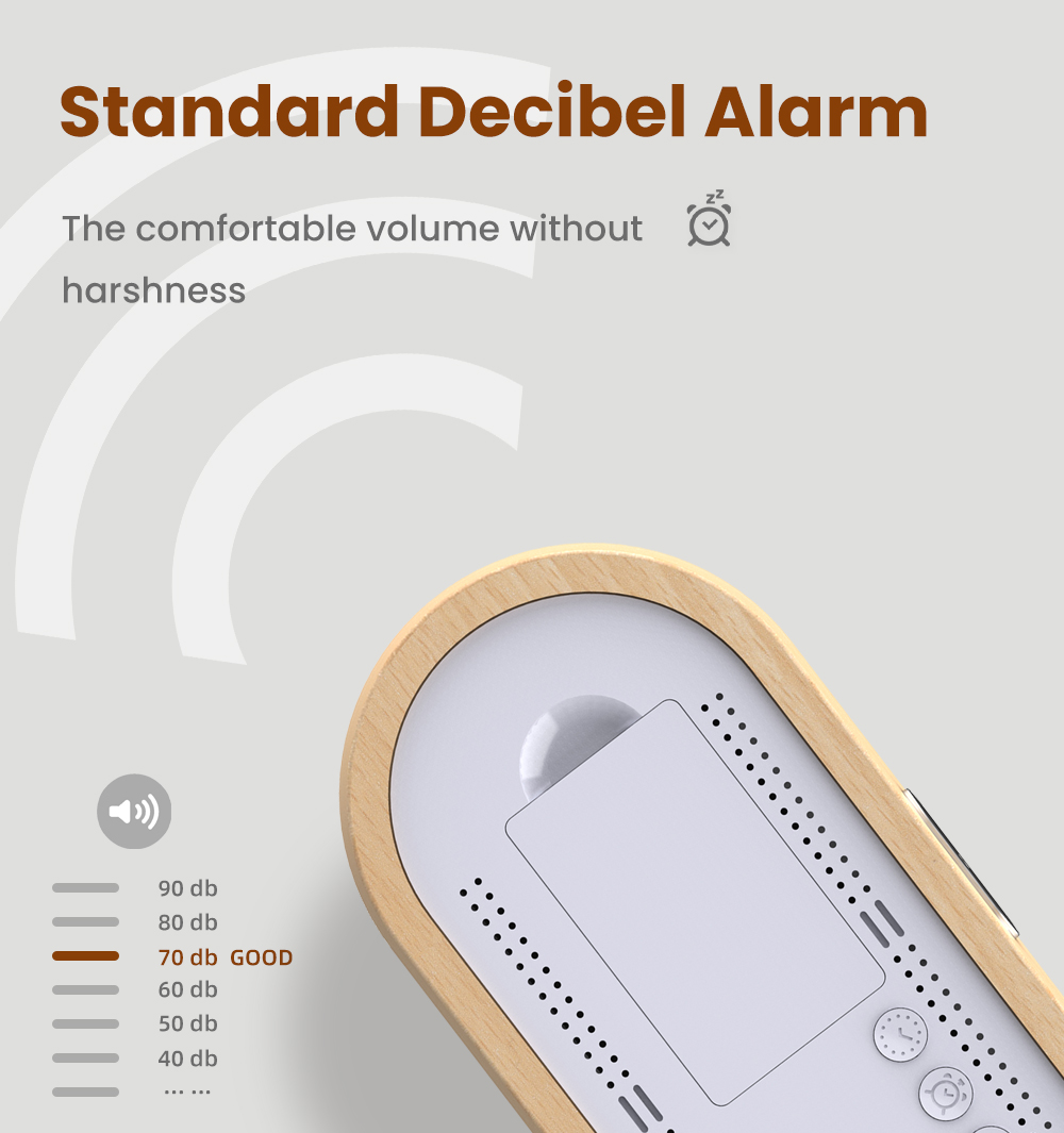 Wood Digital Dual Snooze USB Table Electronic Desk Clock - Image 4