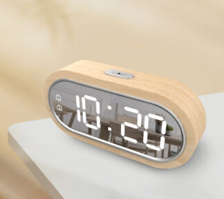 Wood Digital Dual Snooze USB Table Electronic Desk Clock
