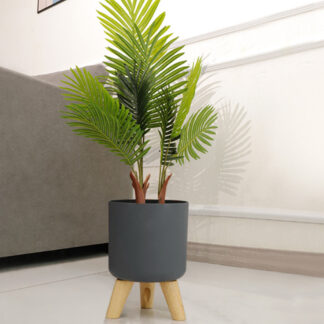Floor-standing Round Flower Pot with Self Watering Drainage System With Wooden Legs