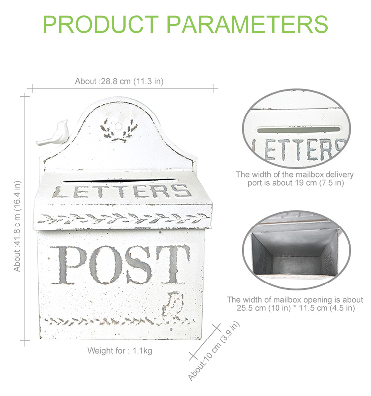 Outdoor Garden Retro Wall Mounted Metal Mailbox Decorative - Image 6