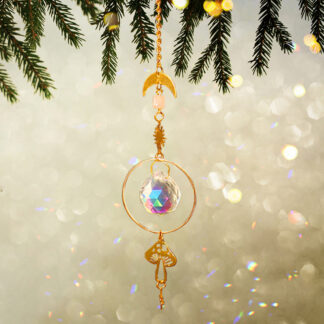 Fairy Mushroom Rainbow Crystals Wind Chime Suncatcher