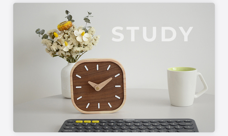 Nordic Minimalist Walnut Solid Wood Quiet Desk Clock - Image 4