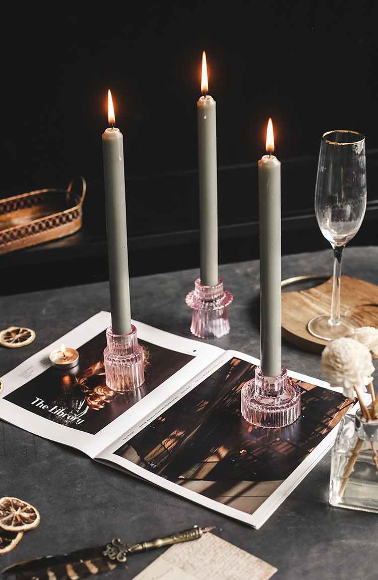 3PCS Classic Dual Purpose Glass Candlestick Holders for Home Decoration - Image 3