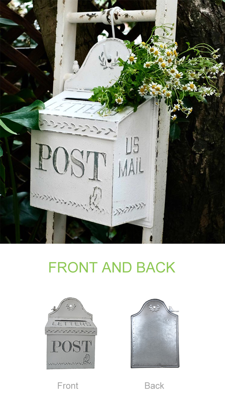 Outdoor Garden Retro Wall Mounted Metal Mailbox Decorative - Image 5