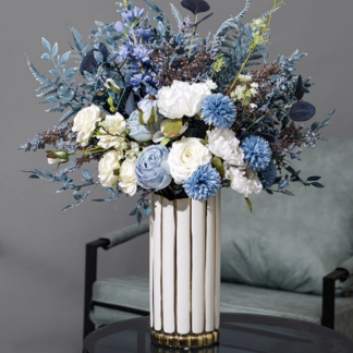 Creativity Irregular White Outline In Gold Ceramic Flower Vase