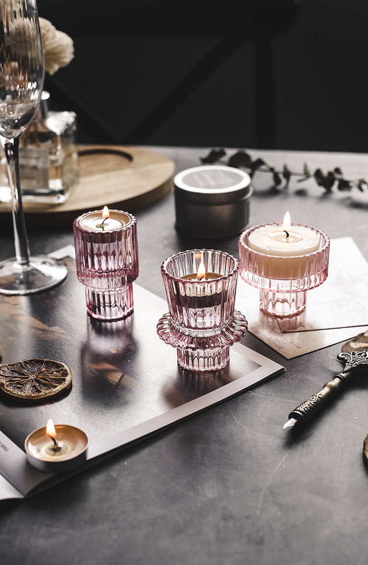 3PCS Classic Dual Purpose Glass Candlestick Holders for Home Decoration - Image 2