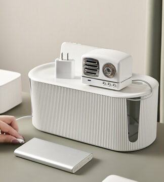 Large White Plug Board Wire Cable Storage Box Organizer