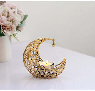 Ramadan Golden Moon Star Candle Holder Candlestick Home Decoration