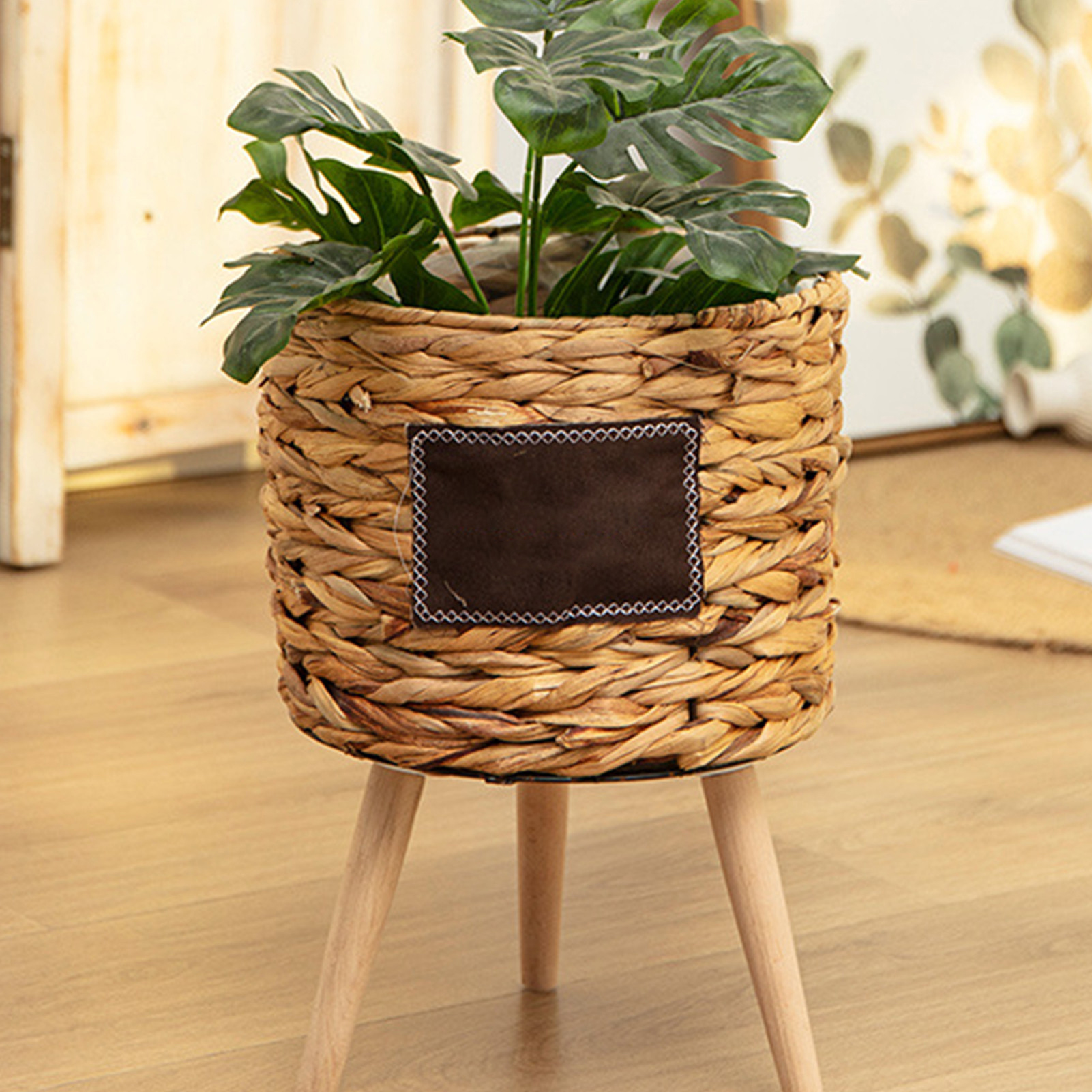 Flower Pot Basket Plants Stand With Removable Wood Legs For Indoor Gadern - Image 5