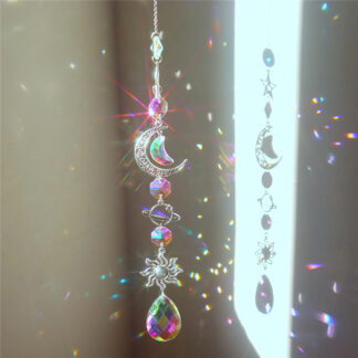 Moon Sun Prism Shiny Chakra Crystal Sun Catcher Wind Chimes