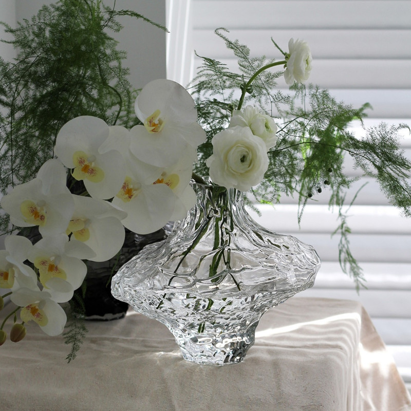 Irregular Stone Shape Transparent Flower Glass Vase - Image 3