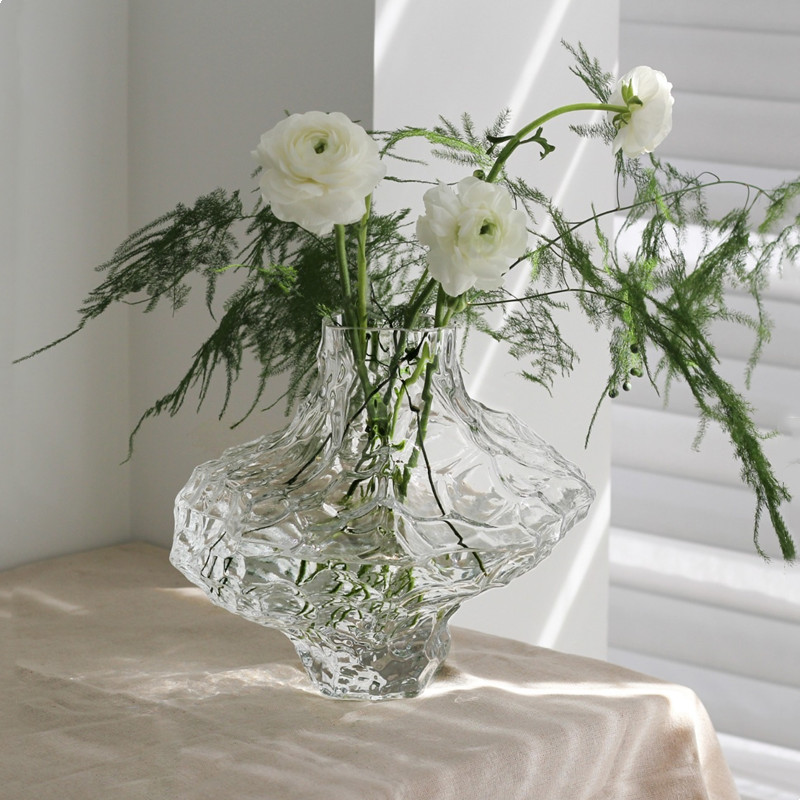 Irregular Stone Shape Transparent Flower Glass Vase