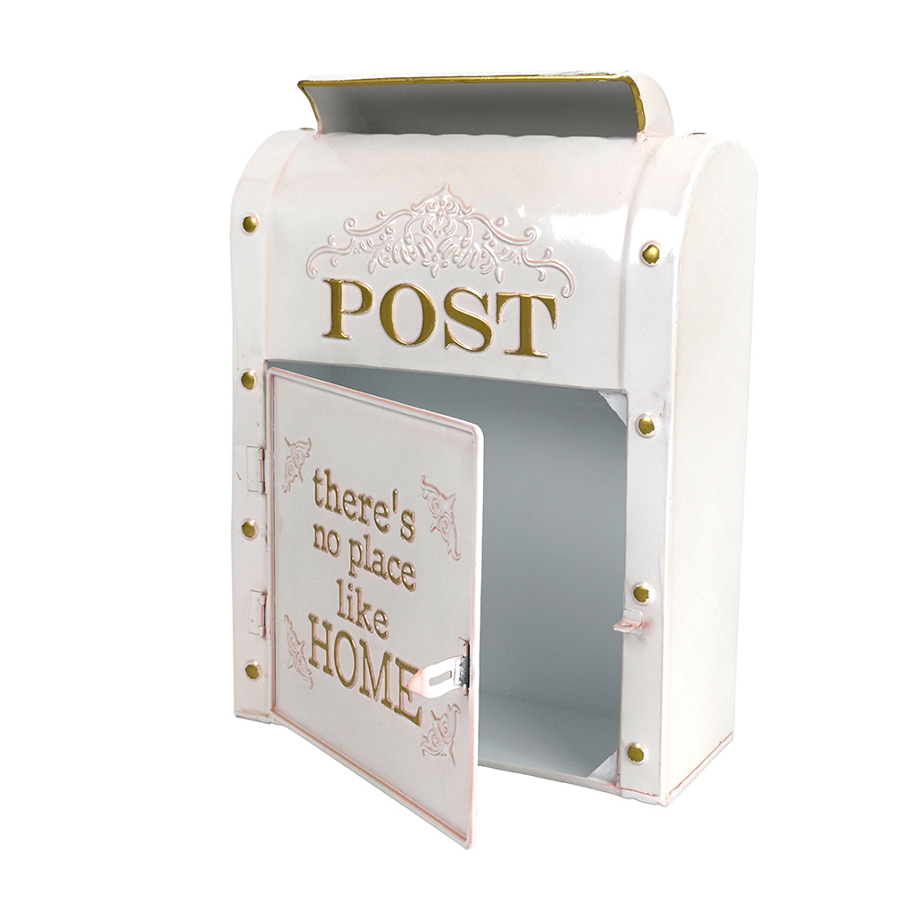 Retro White Wall Mounted Metal Mailbox Garden Decoration - Image 2