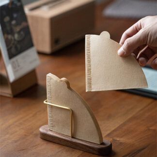 Walnut Filter Paper Rack Holder Coffee Accessories Stand Capacity of 60 Pcs Paper Storage