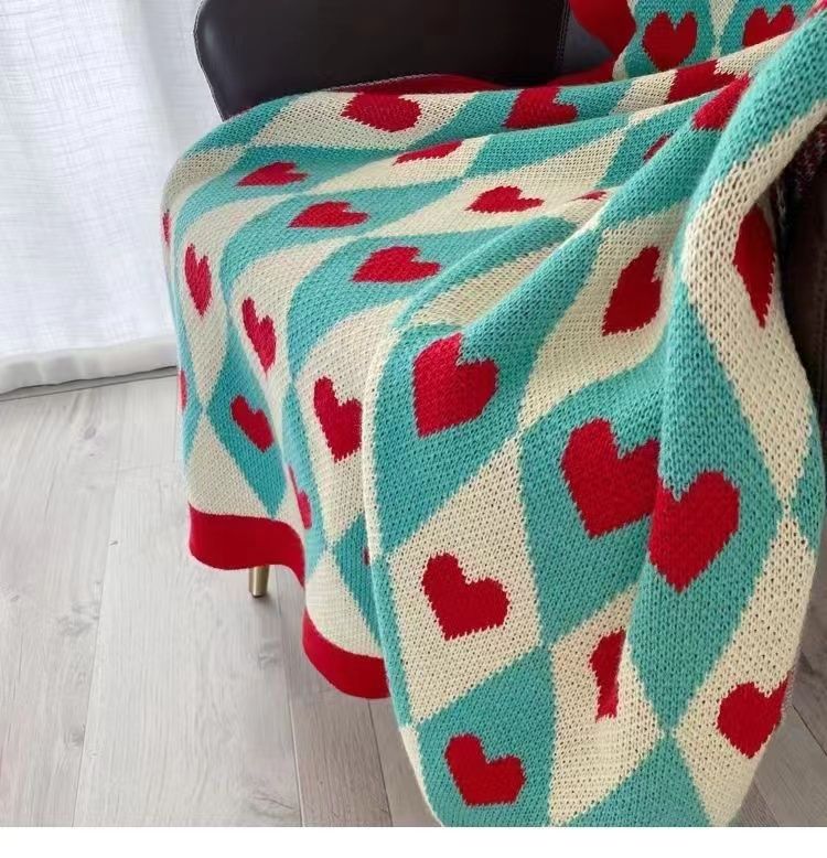 Wonderland Love Heart Knitted Throw Blanket Sofa Cover - Image 4