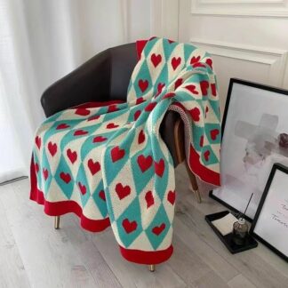 Wonderland Love Heart Knitted Throw Blanket Sofa Cover