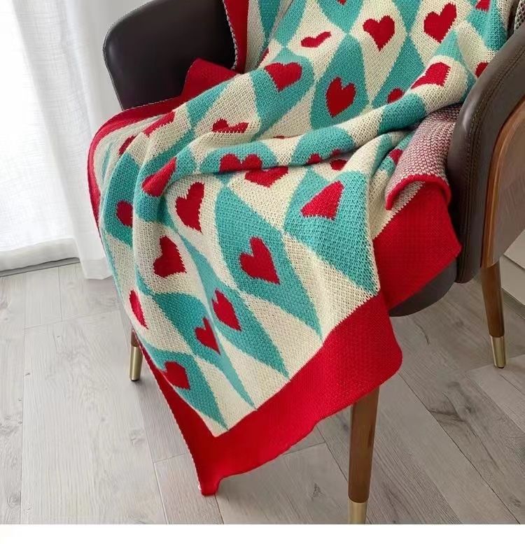 Wonderland Love Heart Knitted Throw Blanket Sofa Cover - Image 6