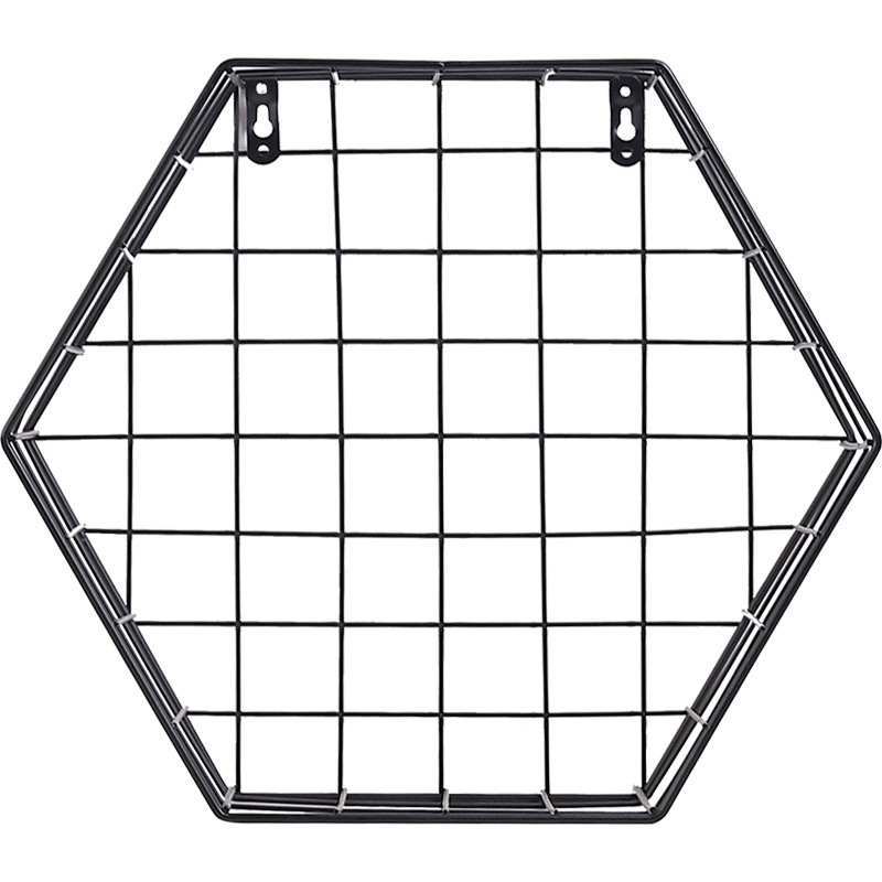 Wrought Iron Hexagon Grid Rack Wall Decoration - Image 5