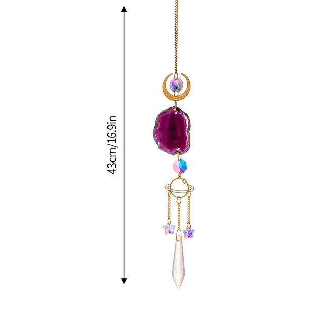 Purple Artificial Agate Raw Crystal Suncatcher Wind Chime - Image 2